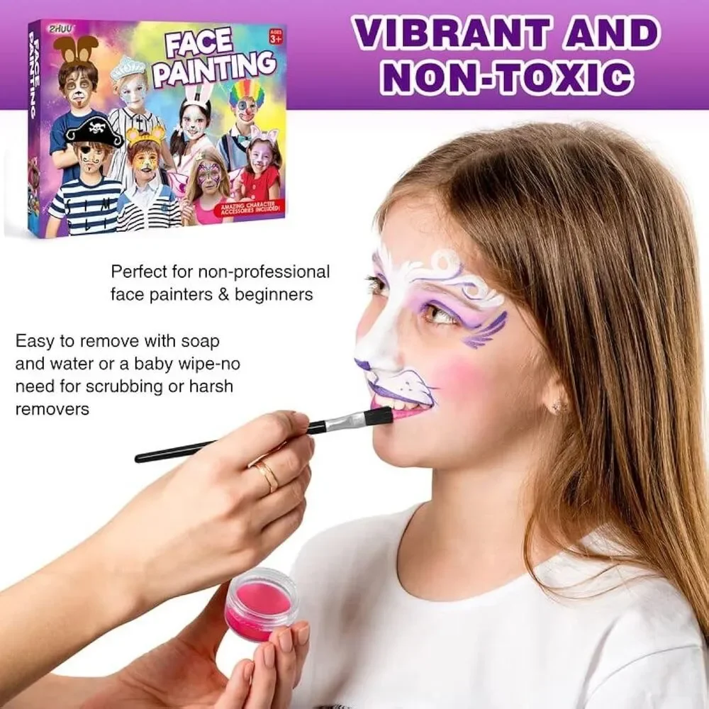 Face Paint Kit for Kids - 94 PCS Professional Face Body Painting Kits w/Stencils